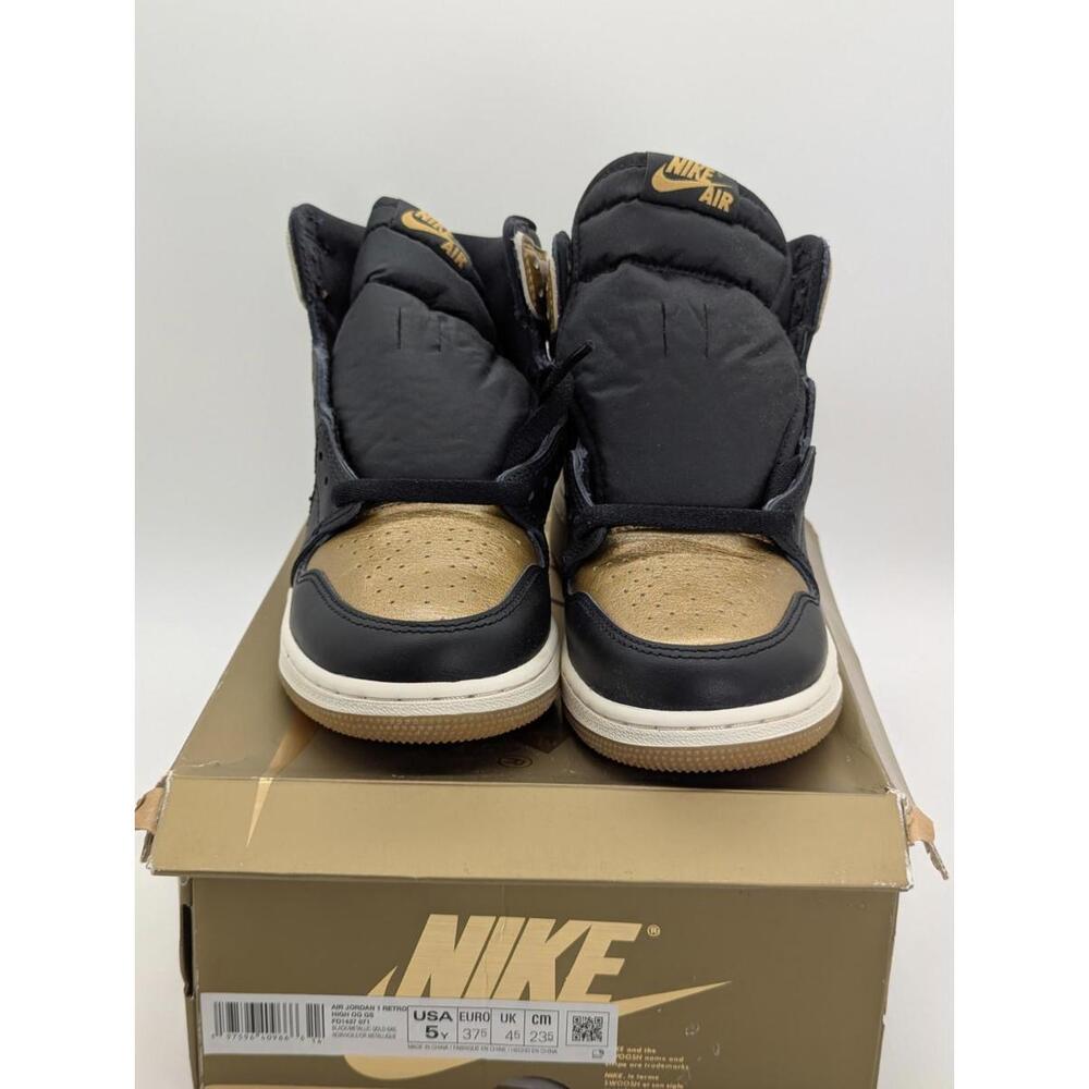 Nike Air Jordan 1 High OG GS Black Gold FD1437-071 Shoe Kids Size 5Y / Women 6.5 - Picture 3 of 8